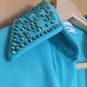 Camisa Dança Azul Turquesa com Brilhantes