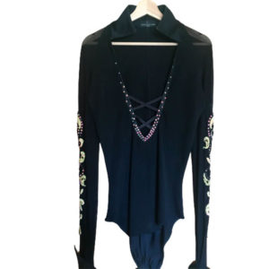 Camisa de Dança Preta c/ Brilhantes