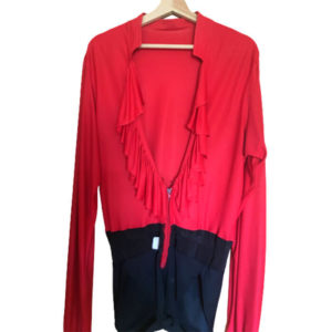 Camisa de Dança Vermelha com Folhos